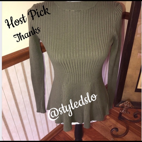 VENUS Sweaters - Venus Olive Green Peplum Style Sweater BNWOT
